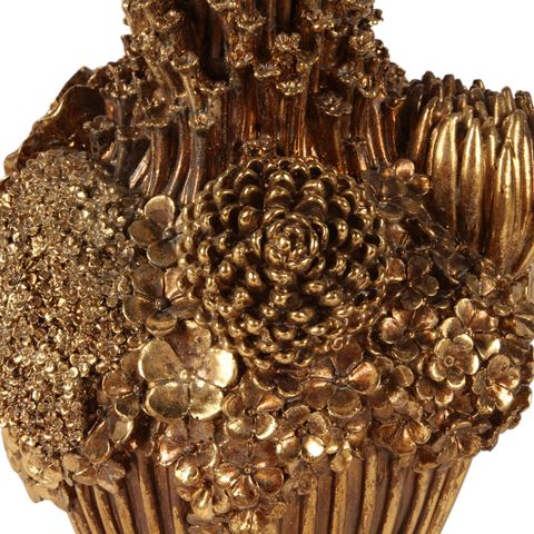 Vaas Bloemen 30 cm - Goud - Resin