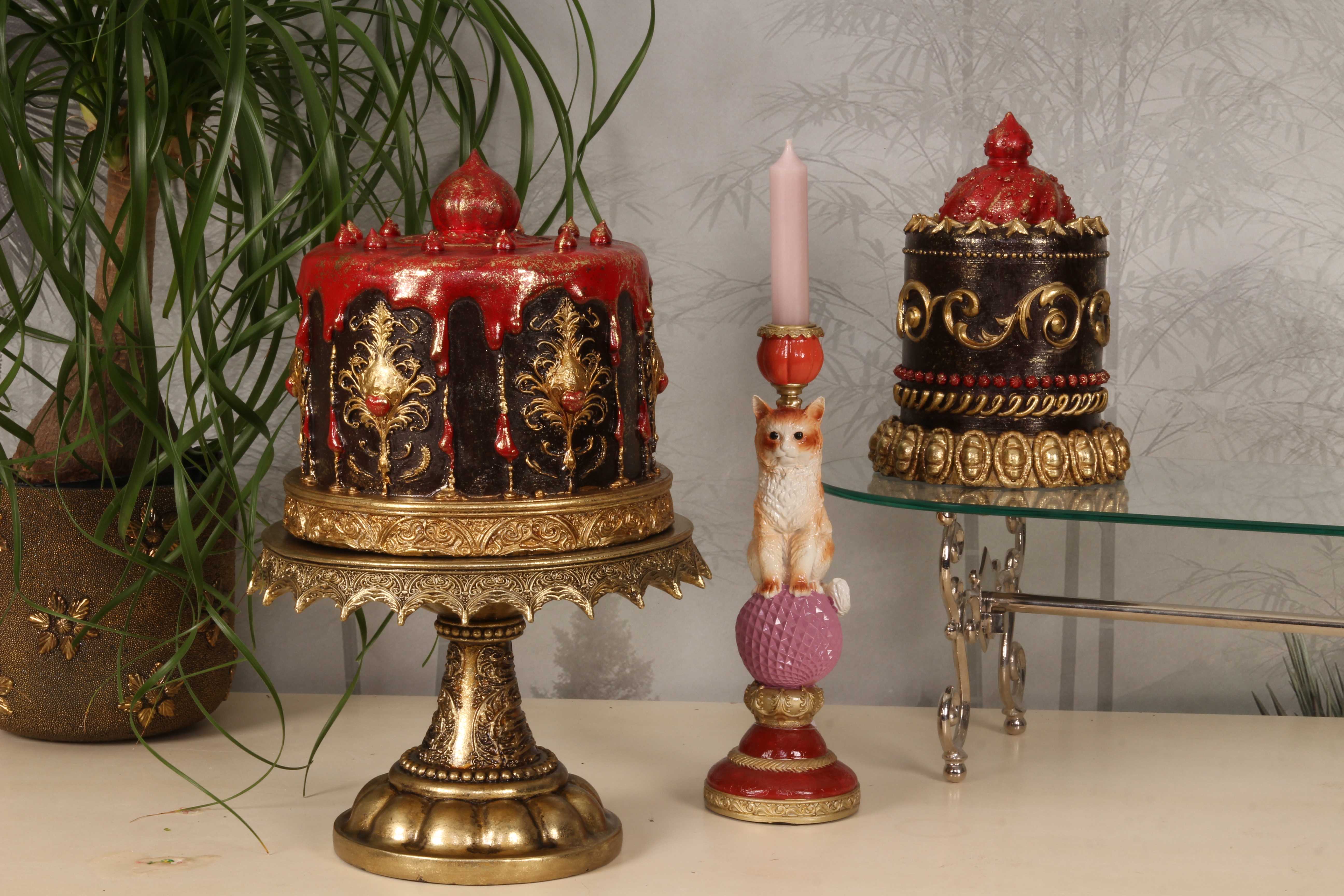 Taartenplateau 25 cm - Goud - Resin