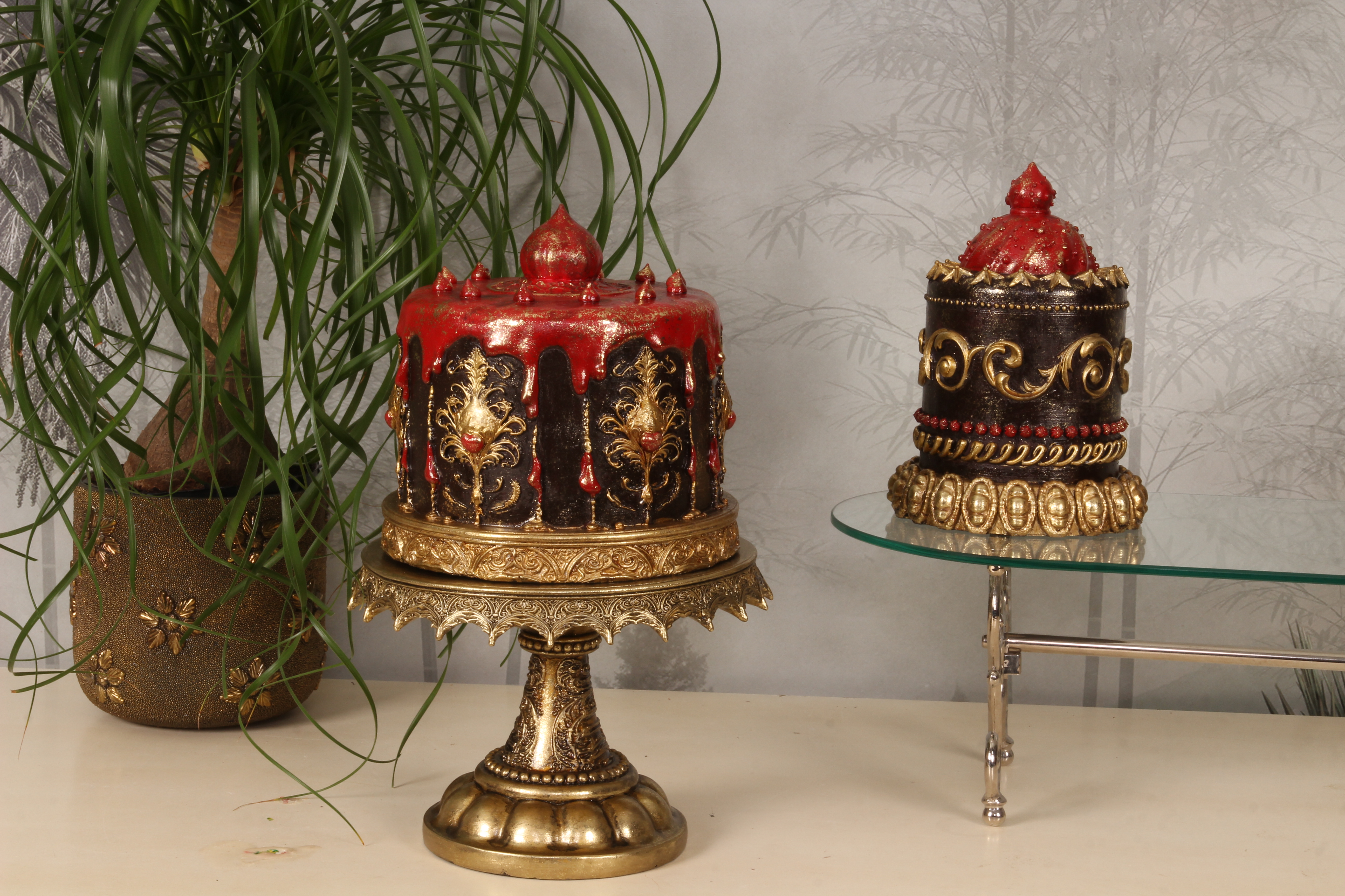 Decoratie Taart 20 cm - Bruin - Resin