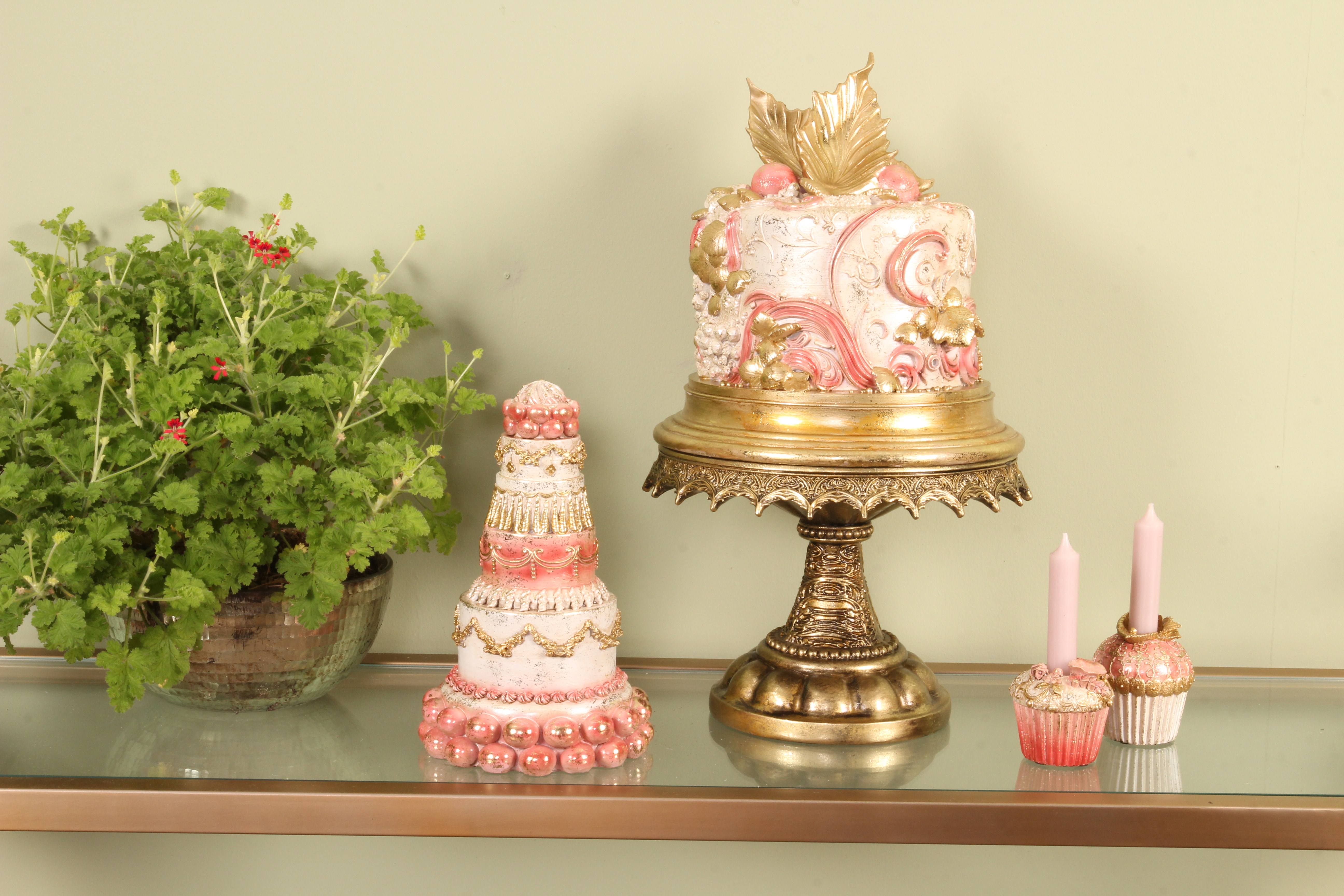 Decoratie Taart 27,5 cm - Roze - Resin