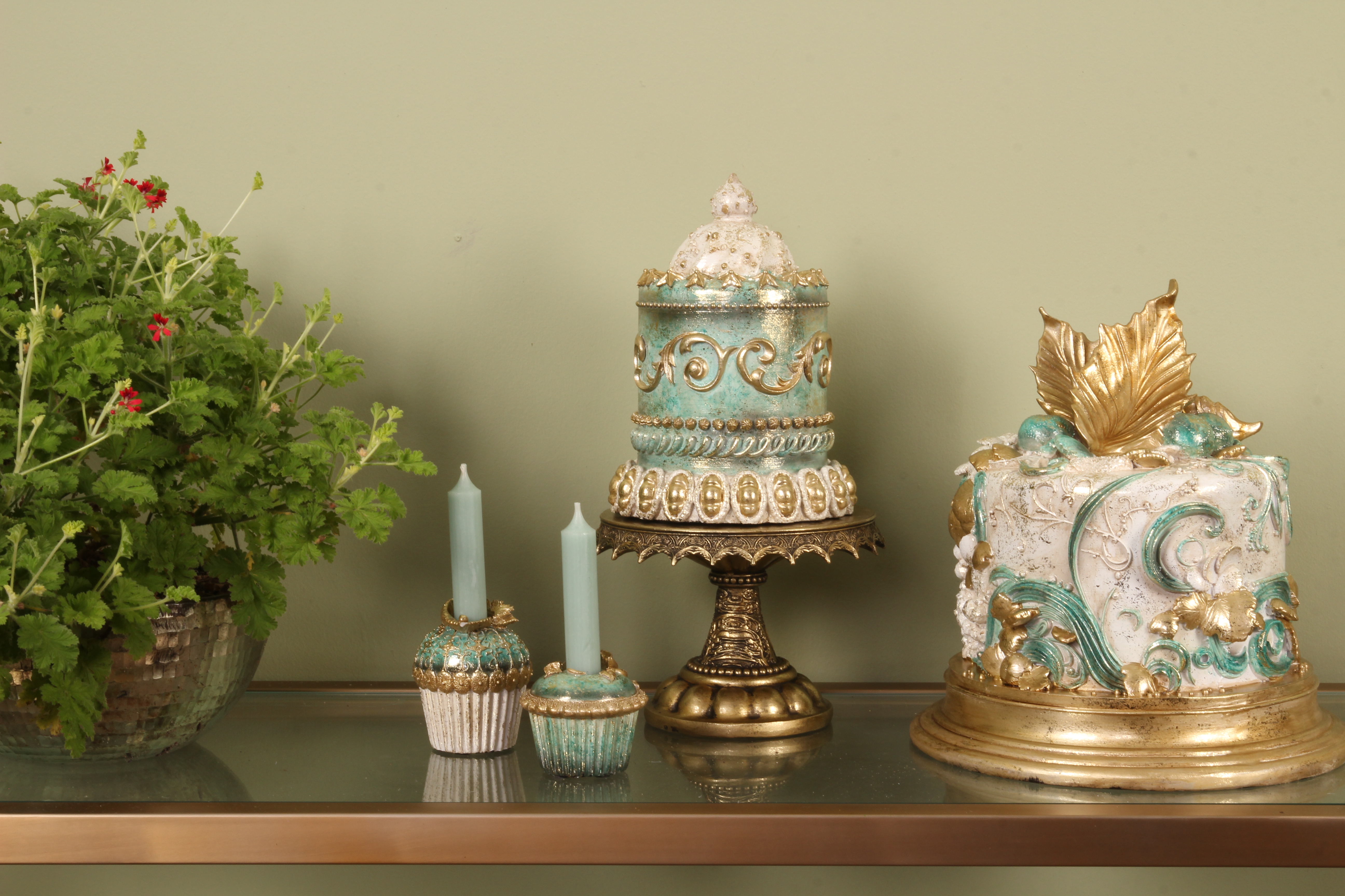 Decoratie Taart 23 cm - Blauw - Resin