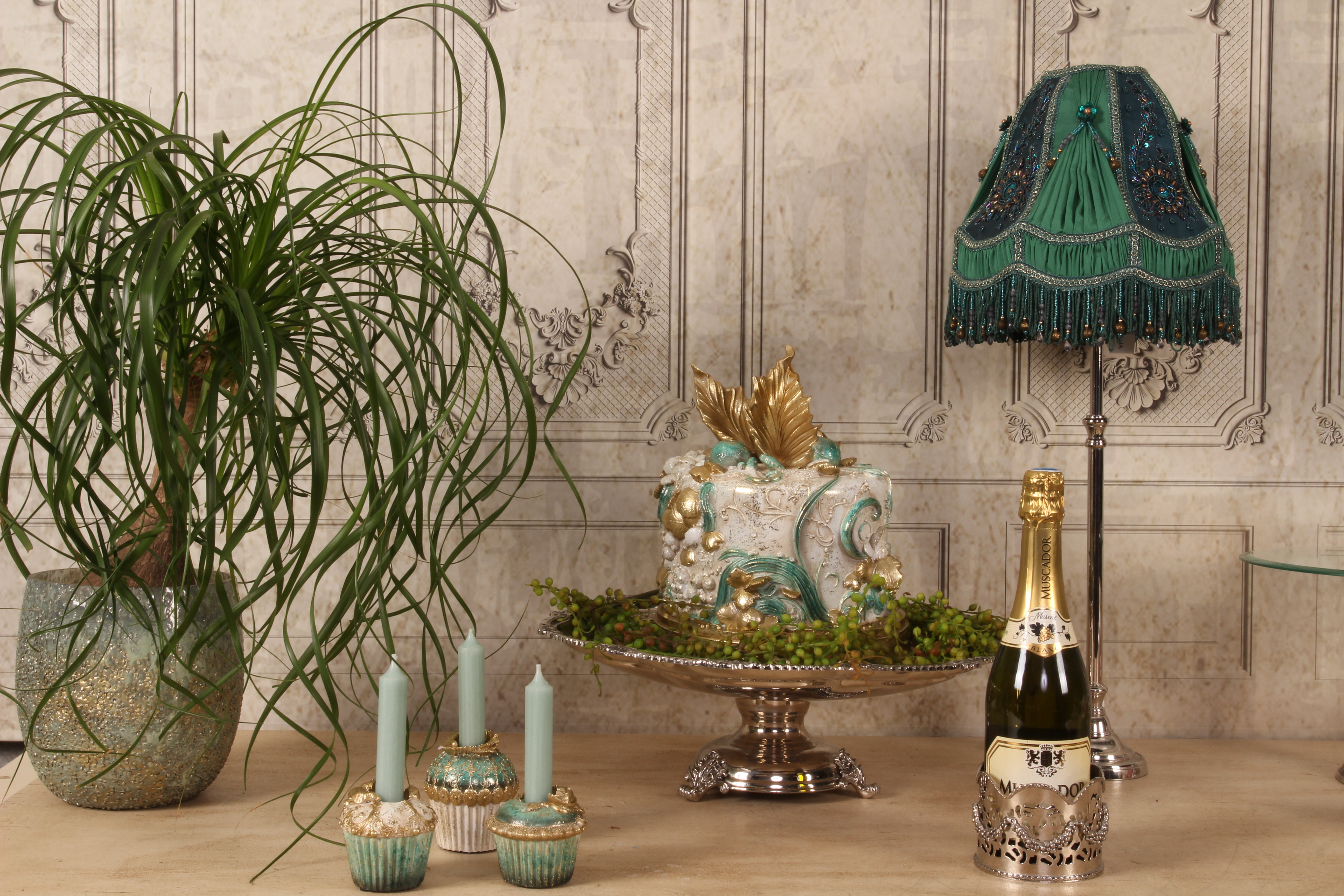 Decoratie Taart 31 cm - Blauw - Resin