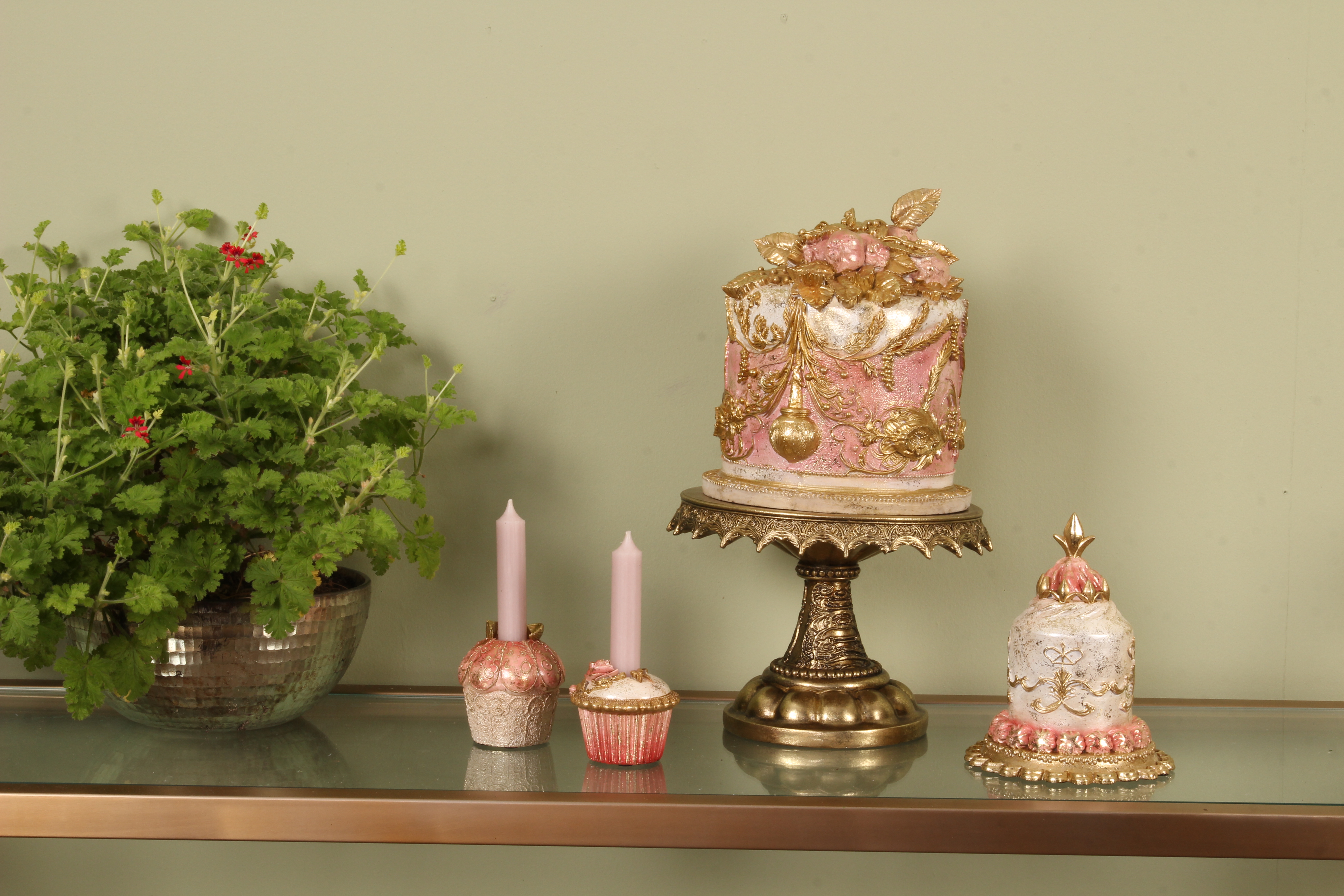 Decoratie Taart 18,5 cm - Roze - Resin