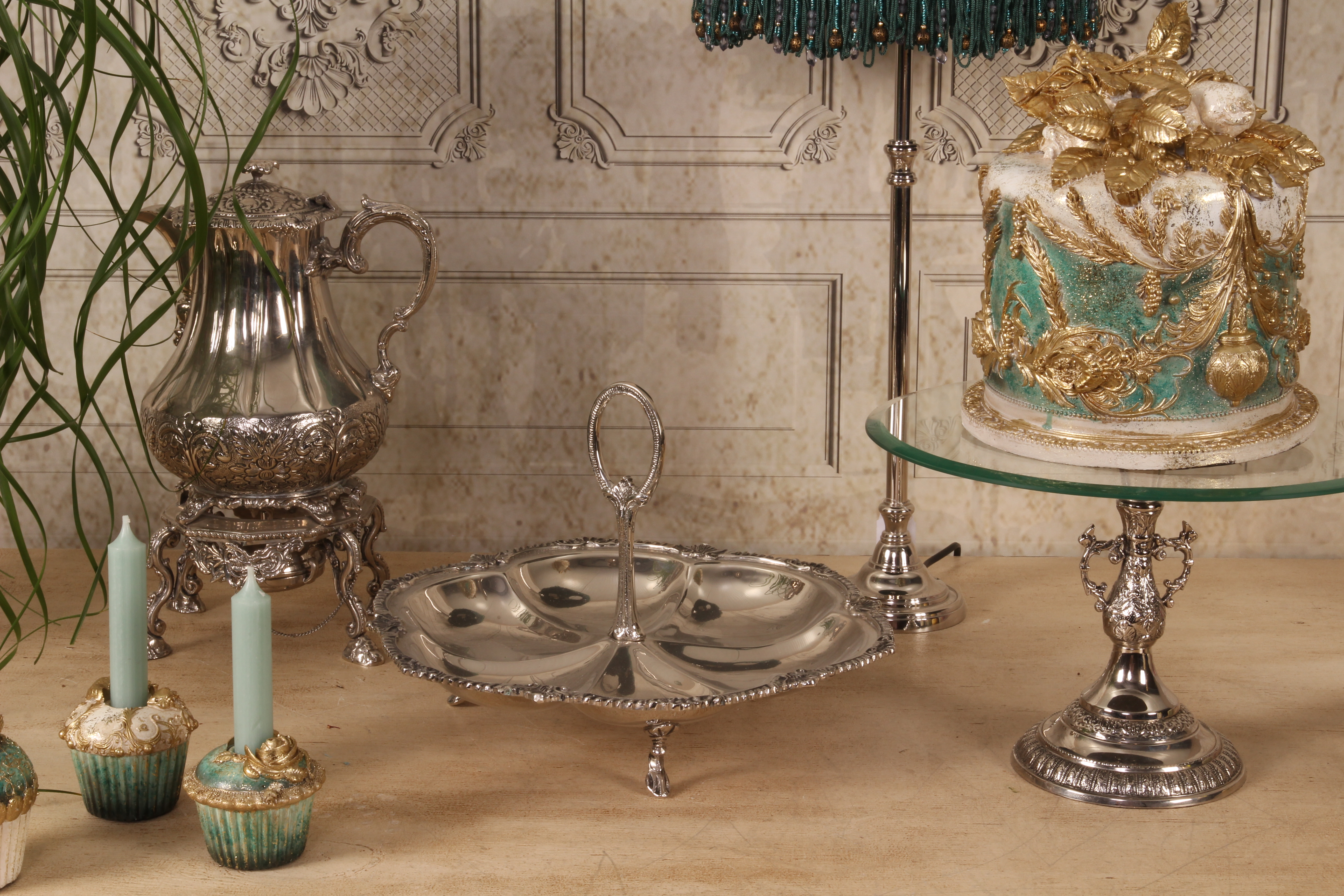 Decoratie Taart 24 cm - Blauw - Resin