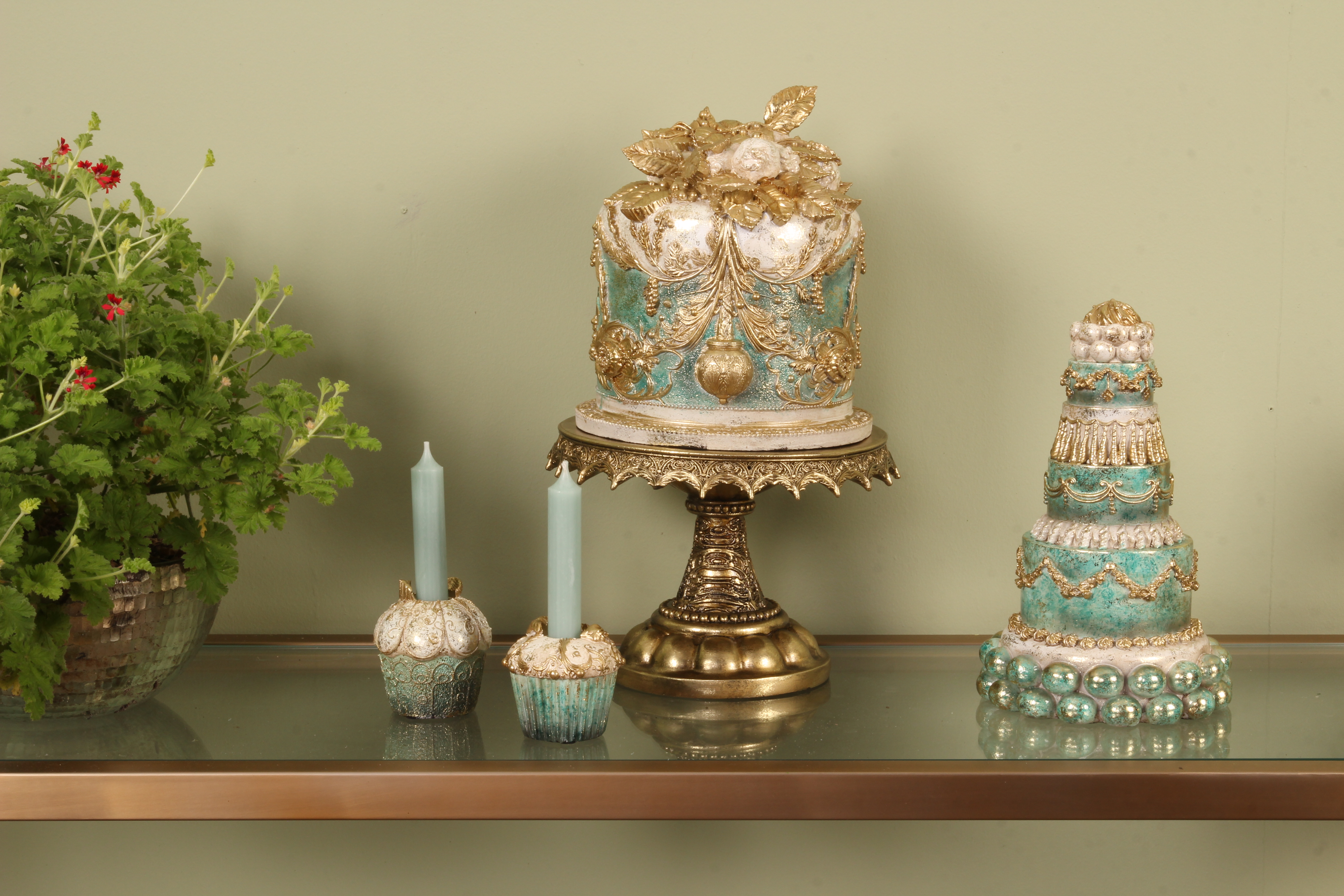 Kandelaar Cake 8 cm - Blauw - Resin