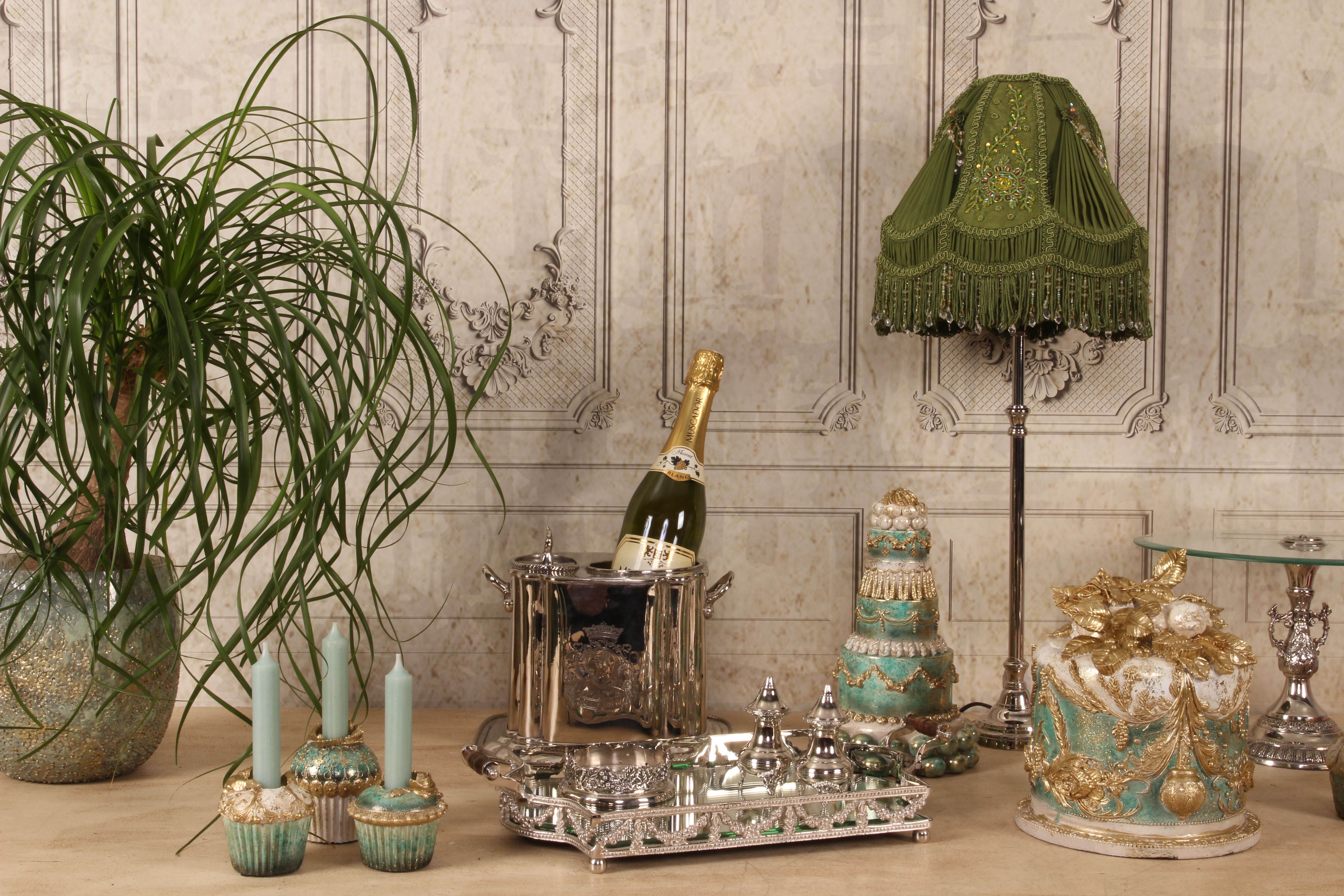 Kandelaar Cake 8 cm - Blauw - Resin