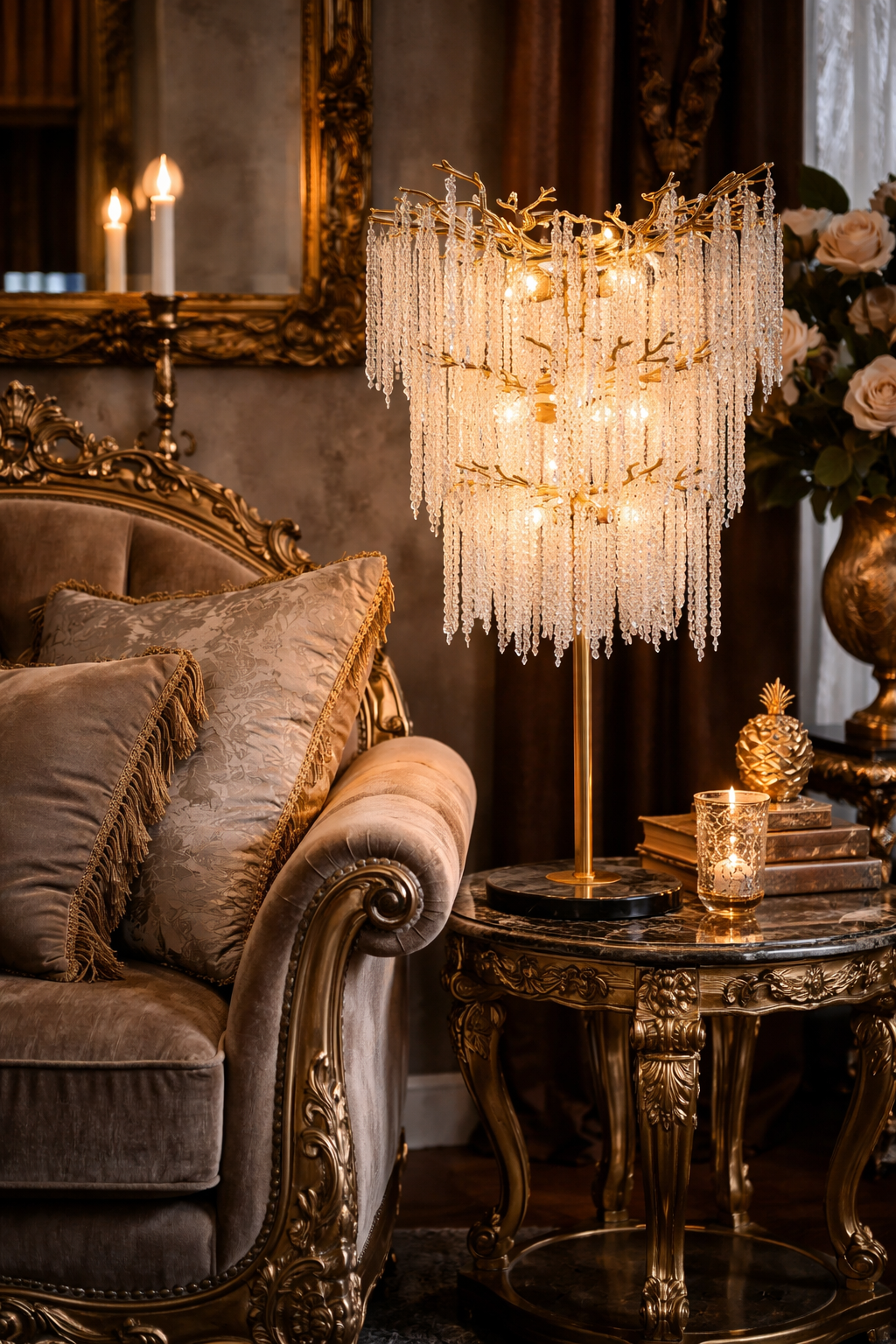 Table Lamp Waterfall 105 cm - Gold - Iron & Glass