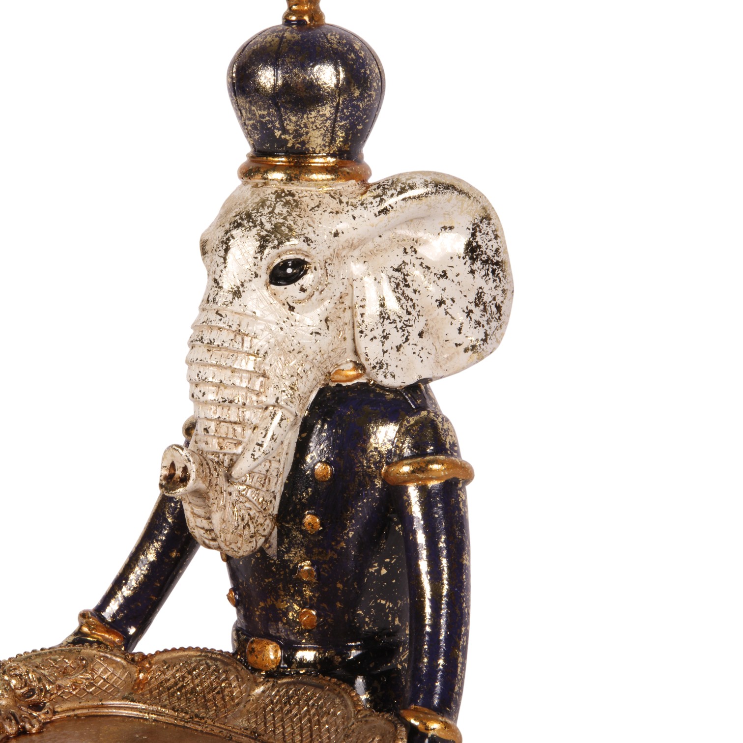 Olifant met Schaal 32 cm - Zwart - Resin