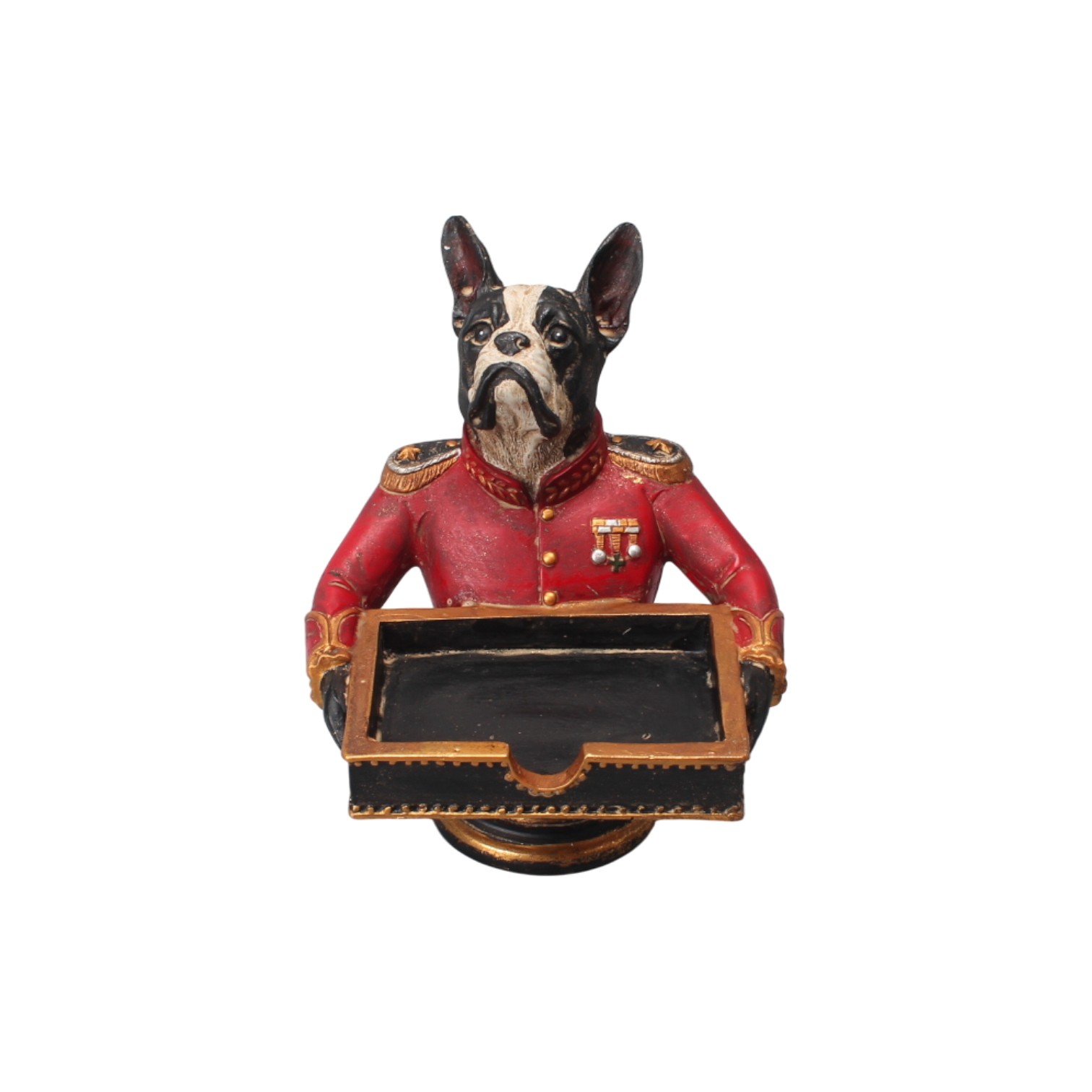 Hond met Schaal 18 cm - Rood - Resin