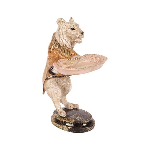 Tijger met Schaal 25 cm - Roze - Resin