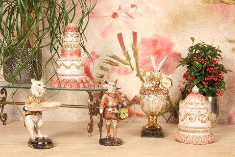 Tijger met Schaal 25 cm - Roze - Resin