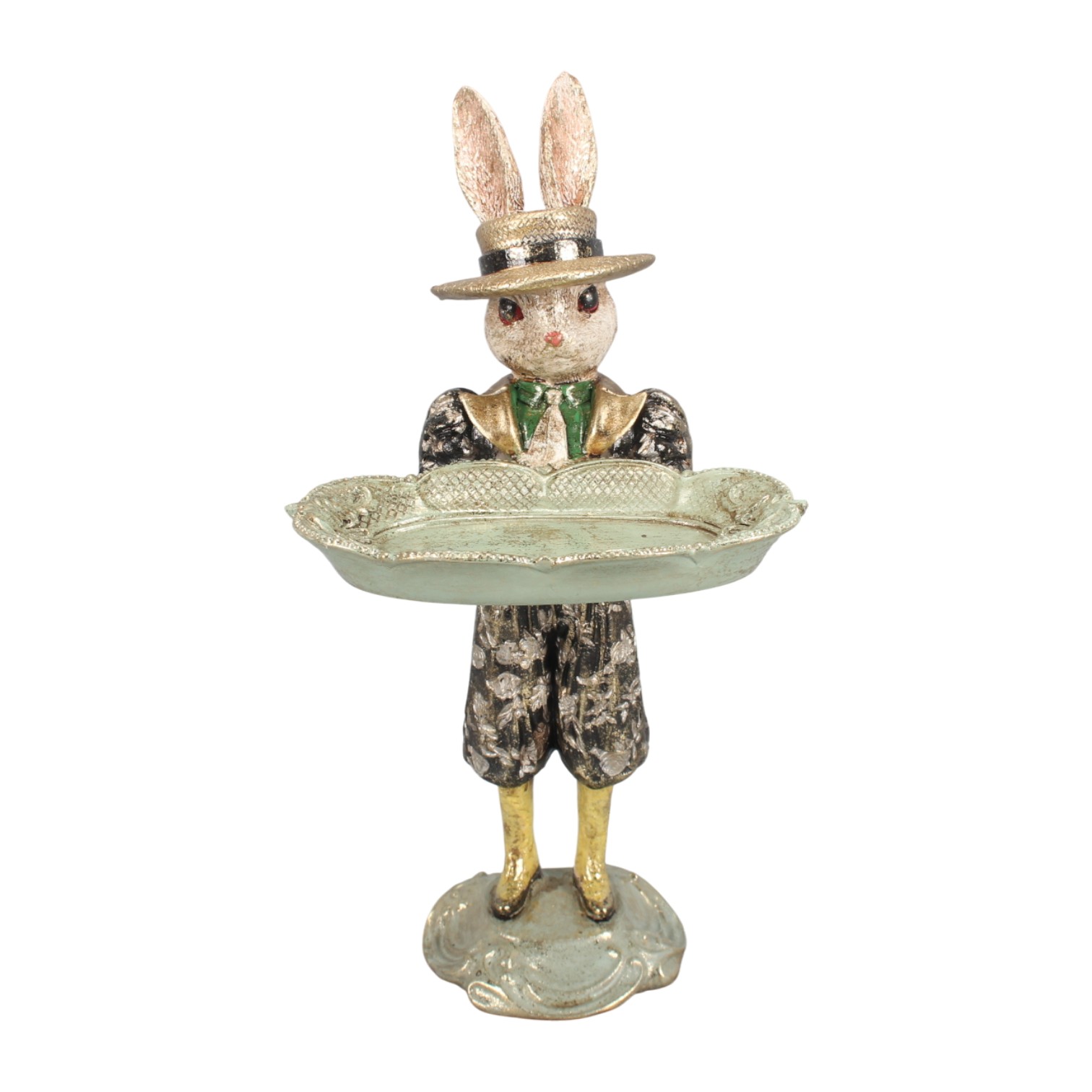 Konijn met Schaal 27,5 cm - Groen - Resin