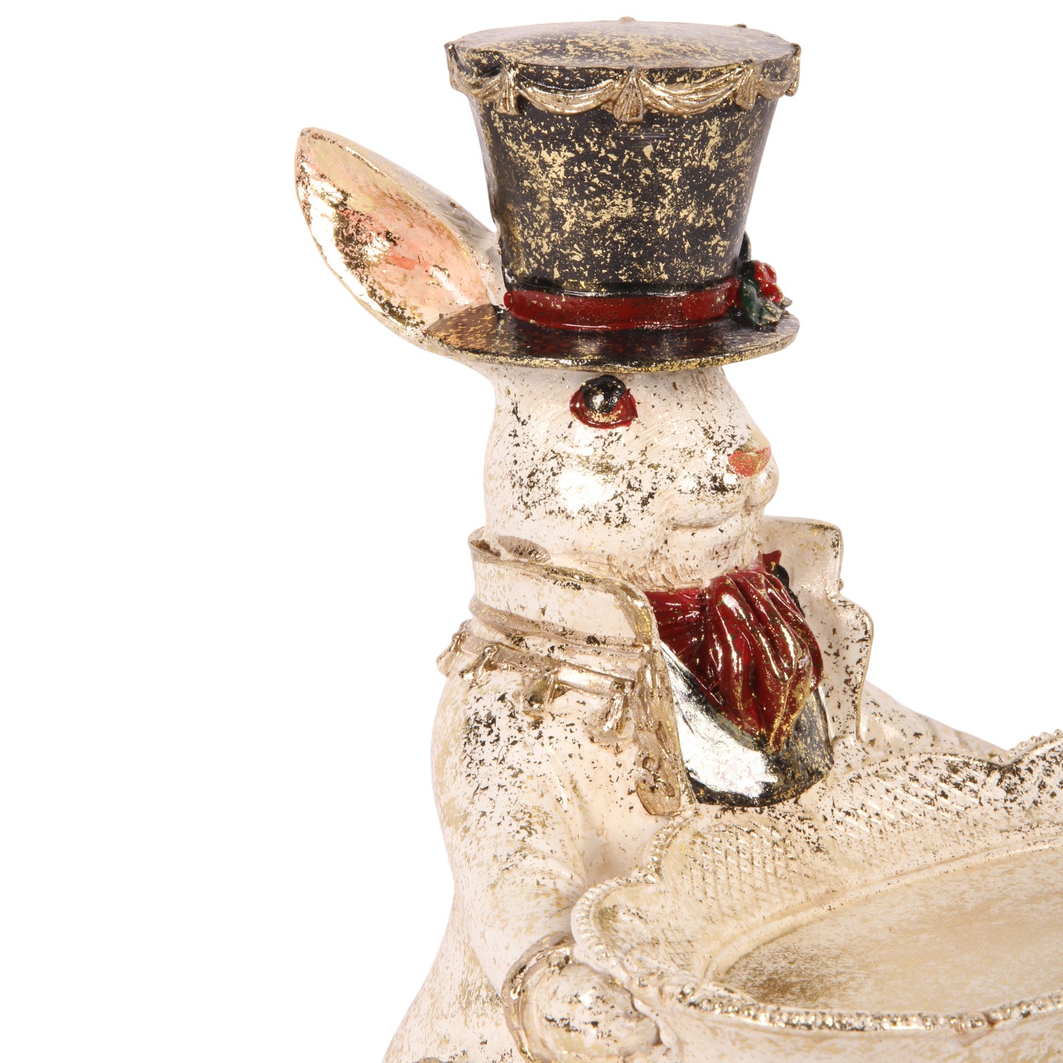 Konijn met Schaal 23 cm - Wit - Resin