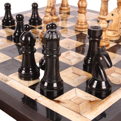 Chess Board with Drawers 39 cm - Brown - Wood