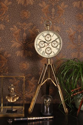 Wereldklok op Standaard 100 cm - Goud - Staal/Aluminium