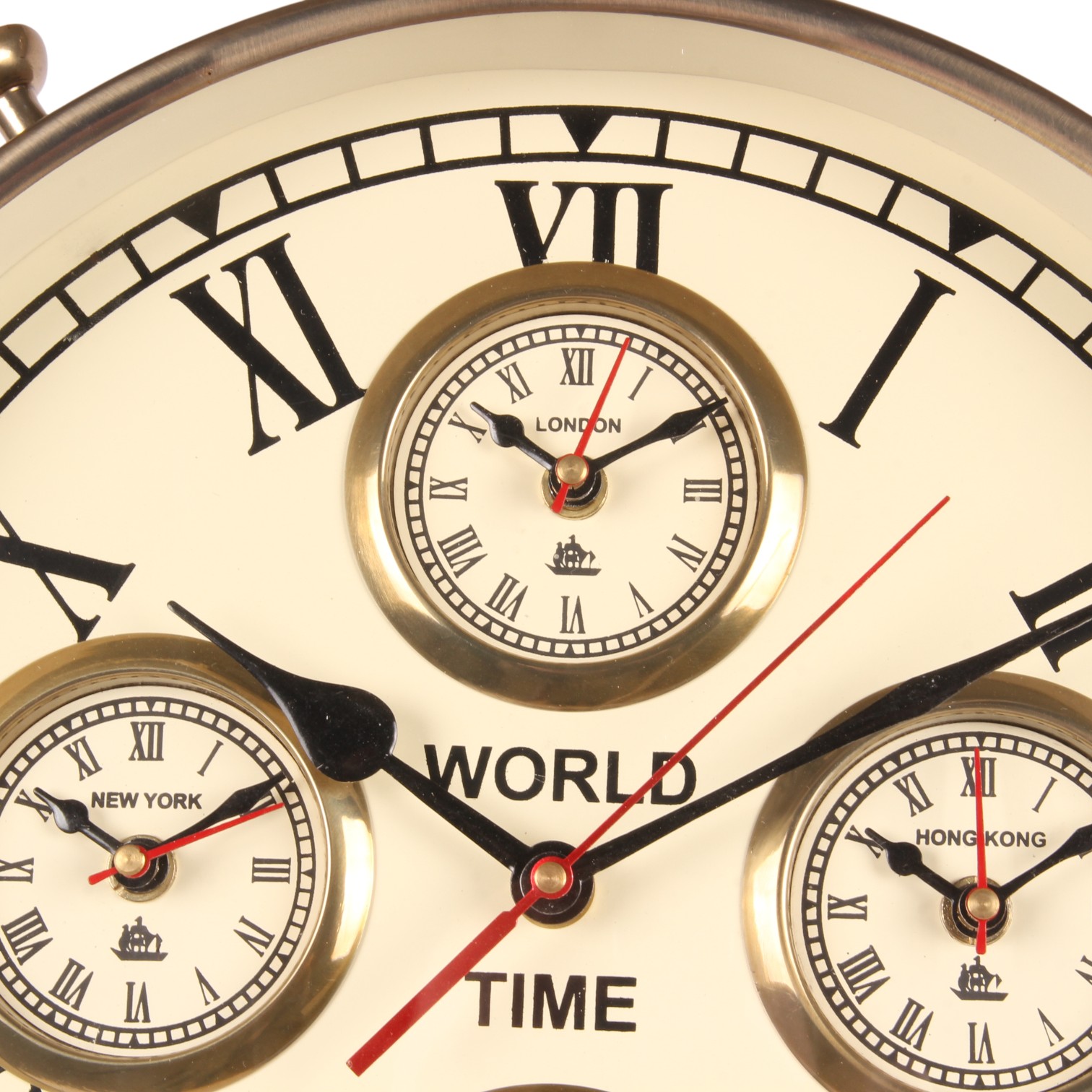 World Time Clock on Stand 100 cm - Gold - Steel/Aluminium