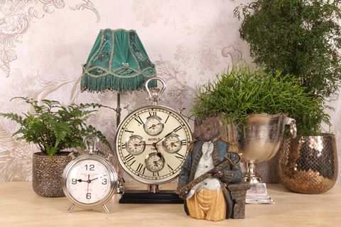 World Time Clock on Base 48 cm - Silver - Steel/Aluminium