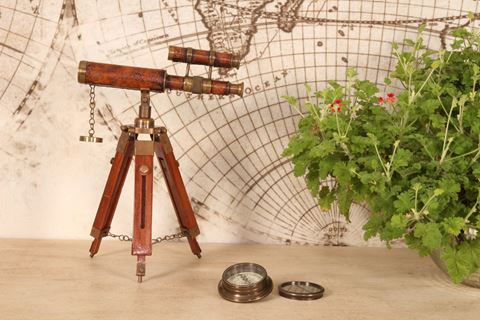 Telescoop op Standaard 41 cm - Bruin - Messing