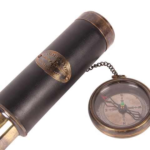 Telescoop met Kompas 40 cm - Goud - Messing