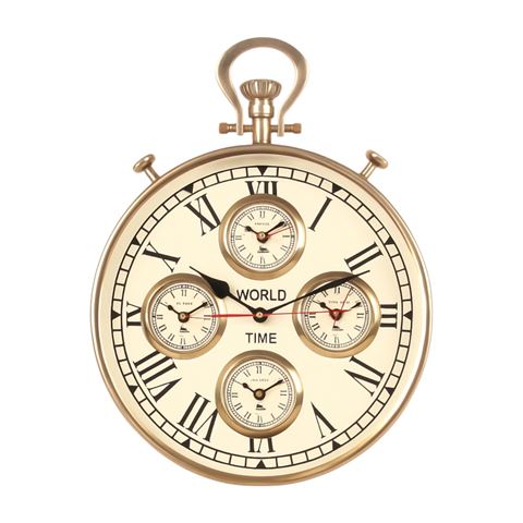 Horloge murale Heure mondiale 41 cm - Doré - Acier/Aluminium Horloge murale 41 cm - Argent - Acier/Aluminium