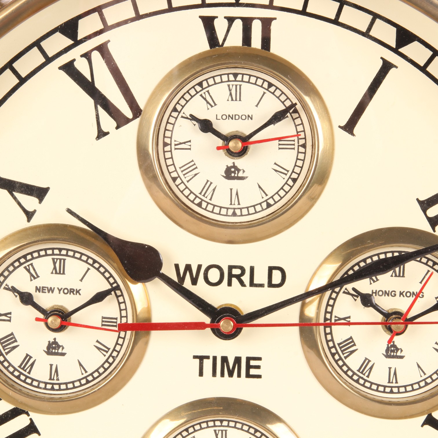 World Time Wall Clock 41 cm - Gold - Round - Steel/Aluminium