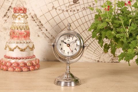 Table Clock on Base 22 cm - Silver - Aluminium