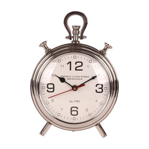 Table Clock 28 cm - Silver - Round - Aluminium