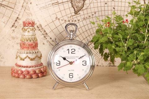 Table Clock 28 cm - Silver - Round - Aluminium