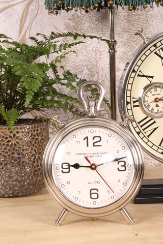 Table Clock 28 cm - Silver - Round - Aluminium