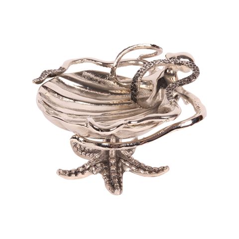 Schaal Octopus/Schelp 14 cm - Zilver - Aluminium