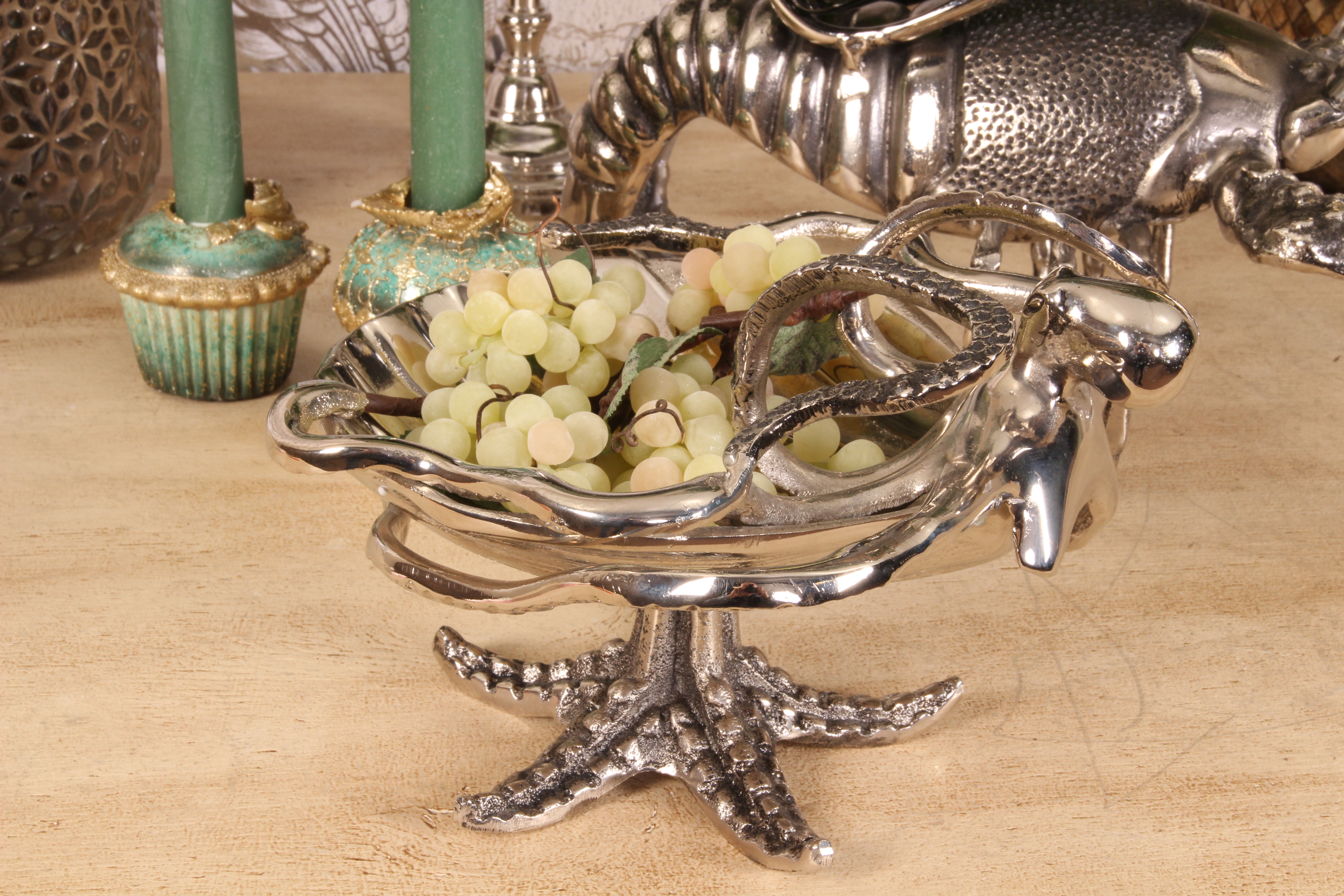 Schaal Octopus/Schelp 14 cm - Zilver - Aluminium