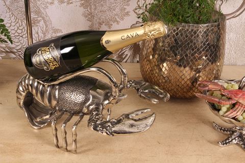 Flaschenhalter Hummer 41 cm – Silber – Aluminium