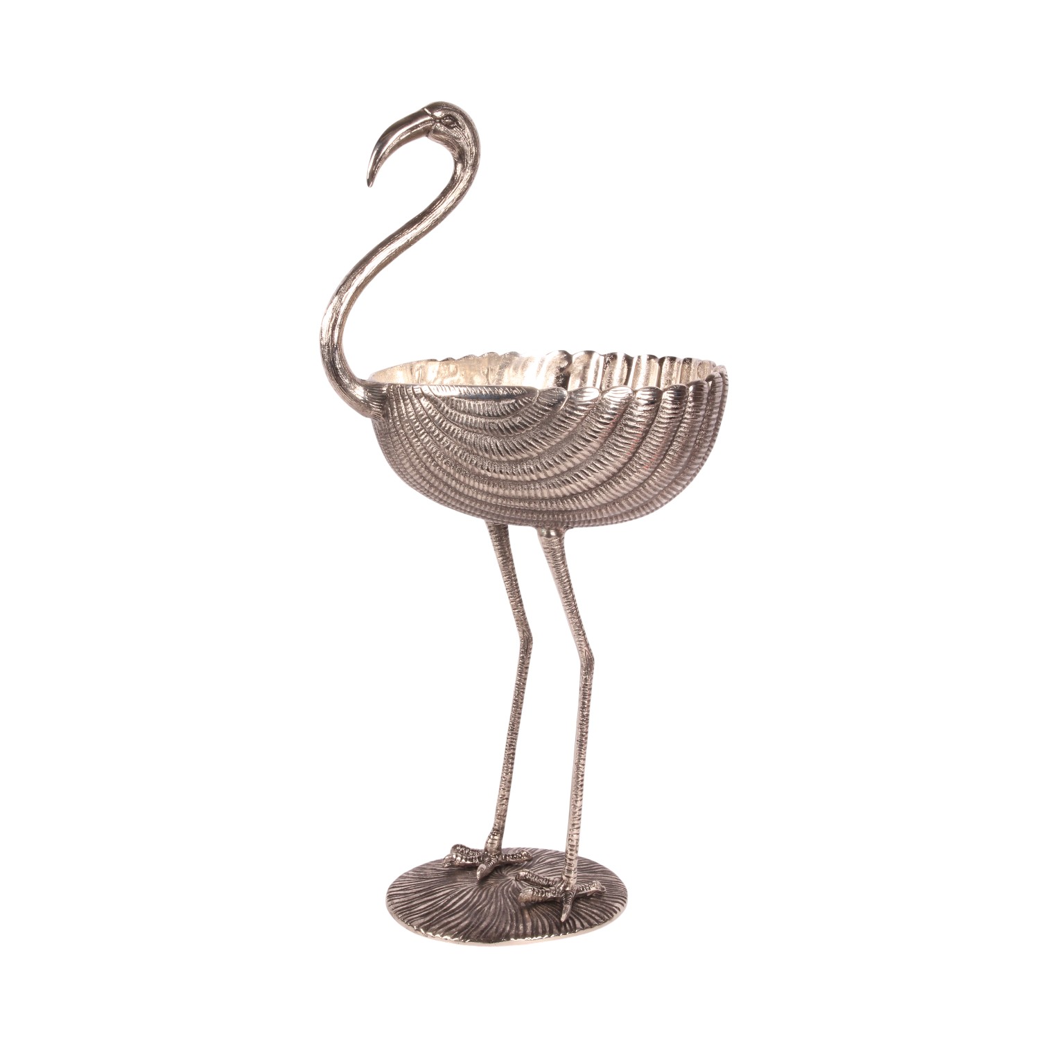 Schale Flamingo 76 cm – Silber – Aluminium