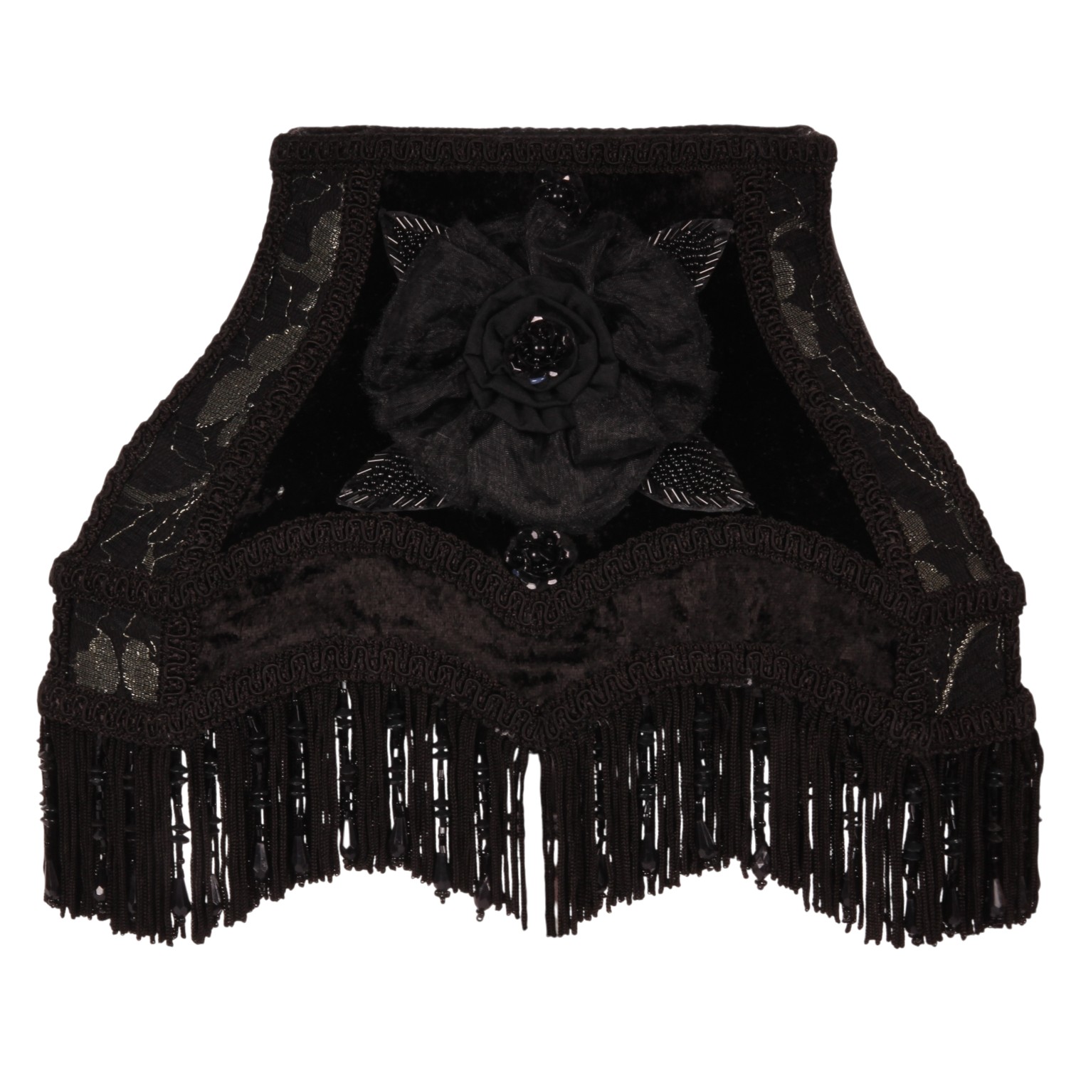 Lampenkap Victorian Rechthoek 22 cm - Zwart - Stof