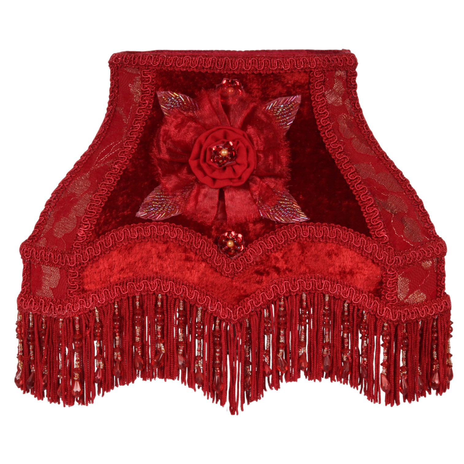 Lampenkap Victorian Rechthoek 22 cm - Rood - Stof