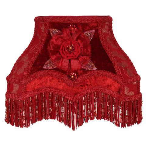 Lampshade Victorian Rectangle 22 cm - Red - Fabric