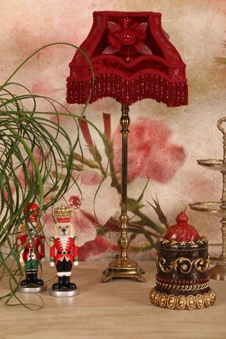 Lampshade Victorian Rectangle 22 cm - Red - Fabric