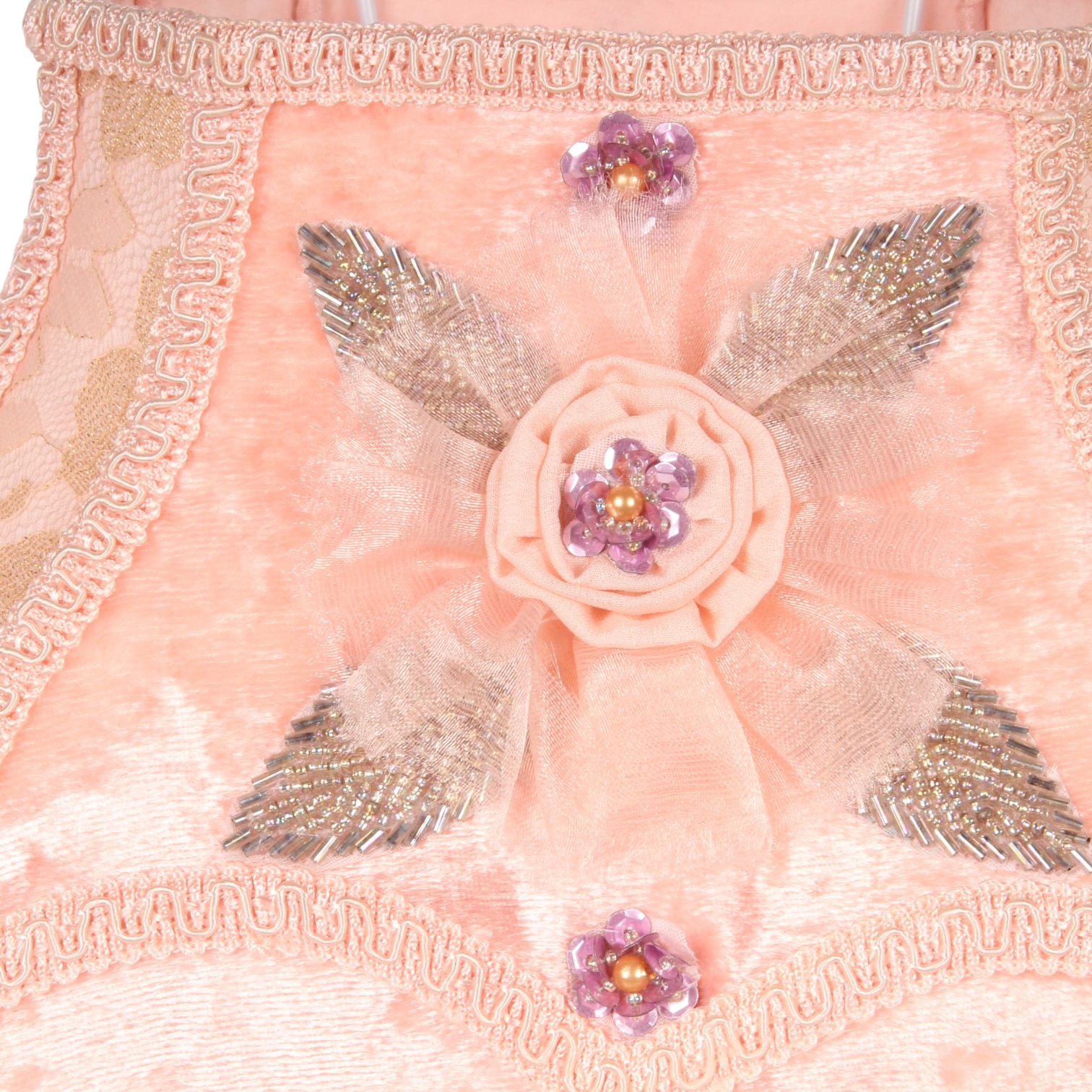 Lampshade Victorian Rectangle 22 cm - Pink - Fabric