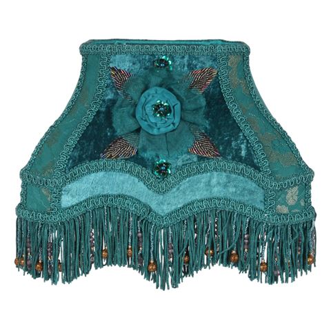 Lampshade Victorian Rectangle 22 cm - Teal - Fabric