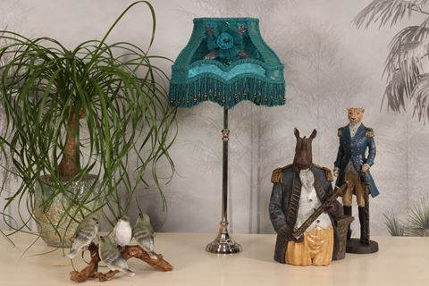 Lampshade Victorian Rectangle 22 cm - Teal - Fabric