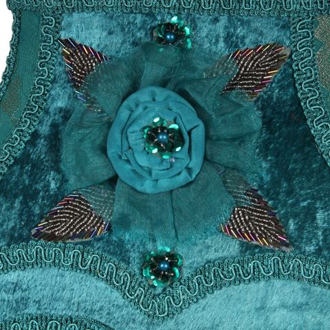 Lampshade Victorian Rectangle 22 cm - Teal - Fabric