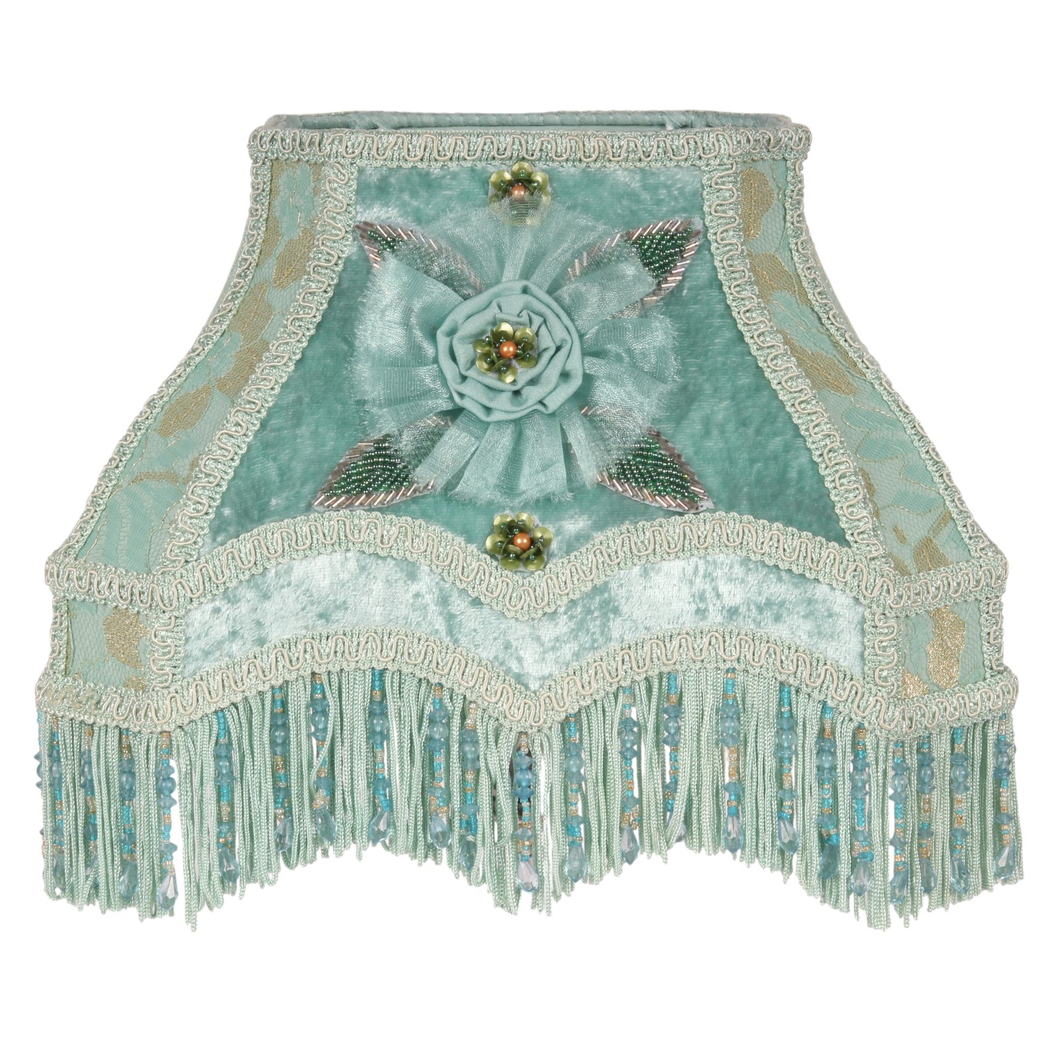 Lampenkap Victorian Rechthoek 22 cm - Turquoise - Stof