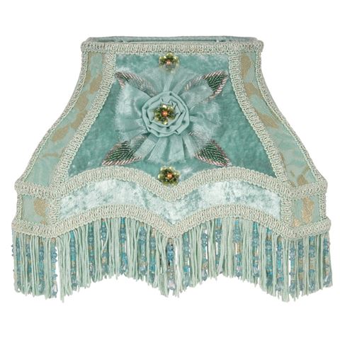Lampshade Victorian Rectangle 22 cm - Turquoise - Fabric