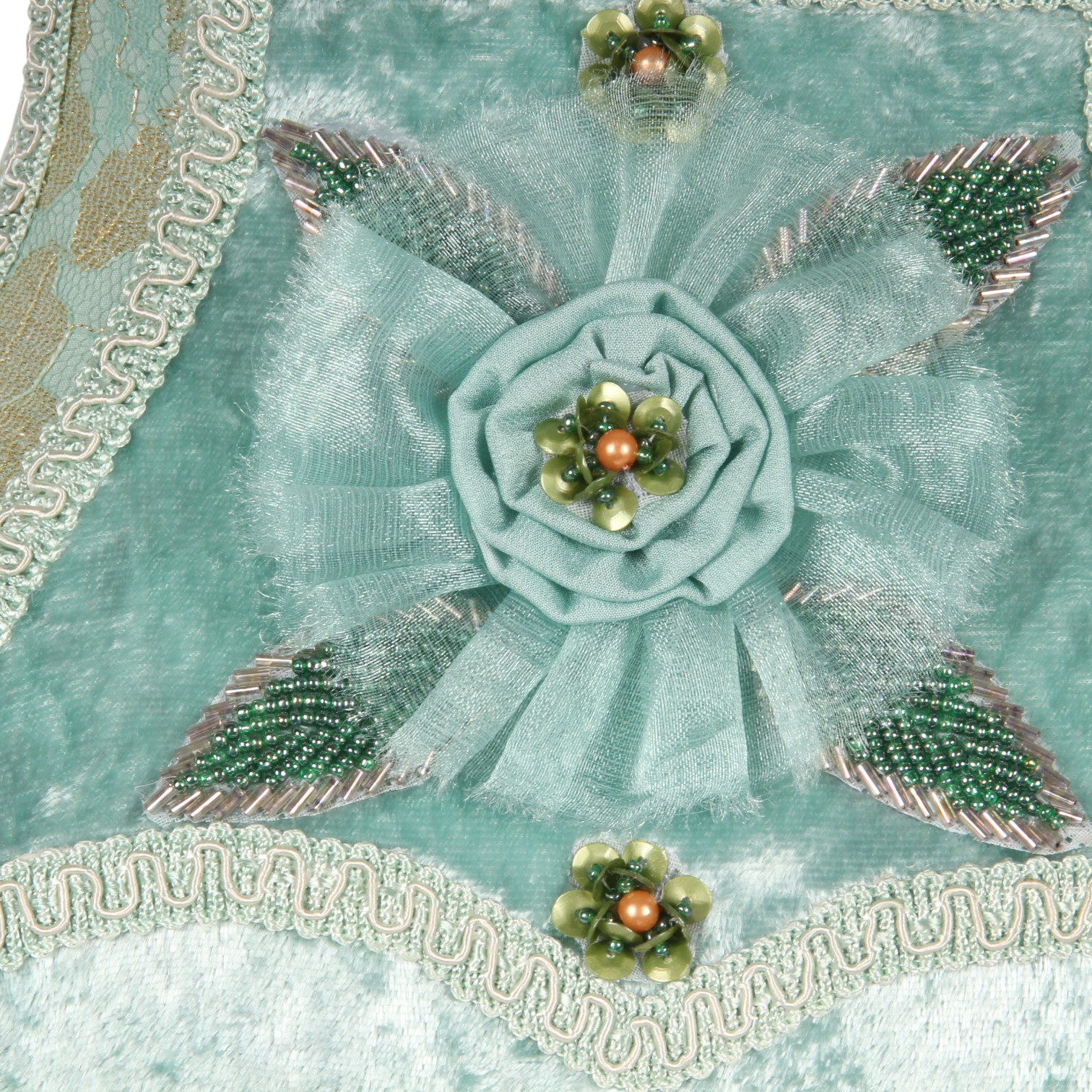 Lampenkap Victorian Rechthoek 22 cm - Turquoise - Stof