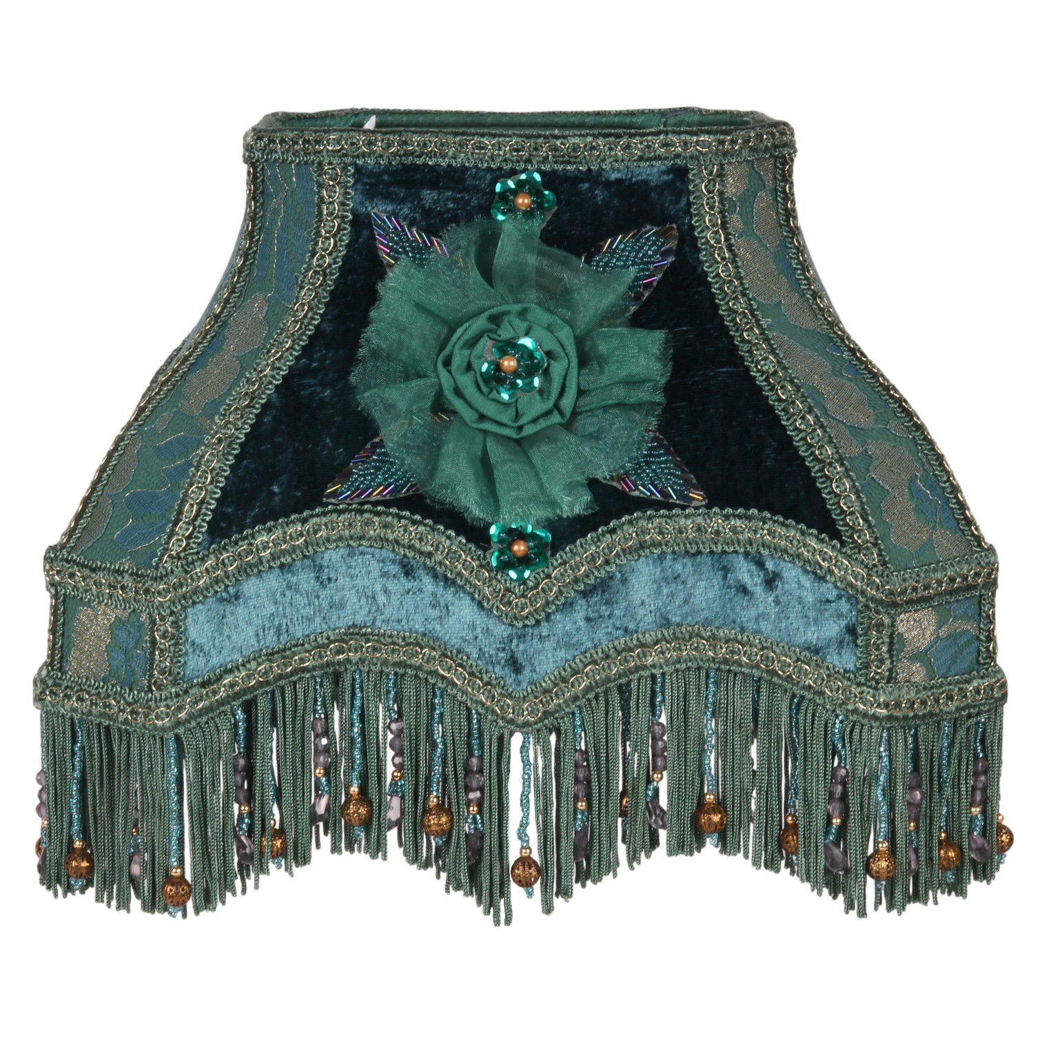 Lampenkap Victorian Rechthoek 22 cm - Pauwblauw - Stof