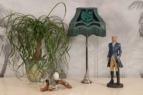 Lampshade Victorian Rectangle 22 cm - Peacock Blue - Fabric