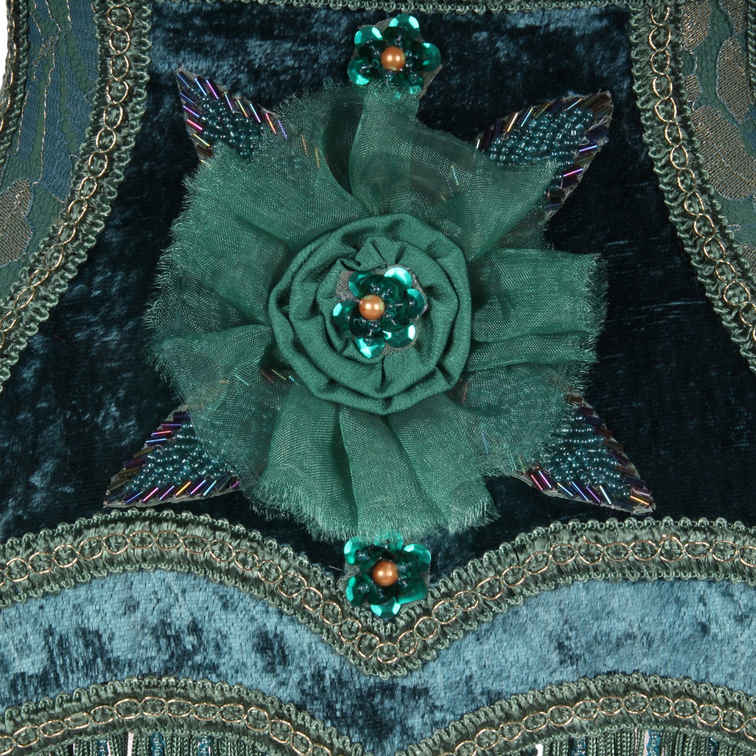 Lampenkap Victorian Rechthoek 22 cm - Pauwblauw - Stof