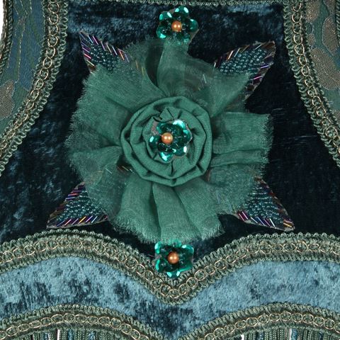 Lampshade Victorian Rectangle 22 cm - Peacock Blue - Fabric