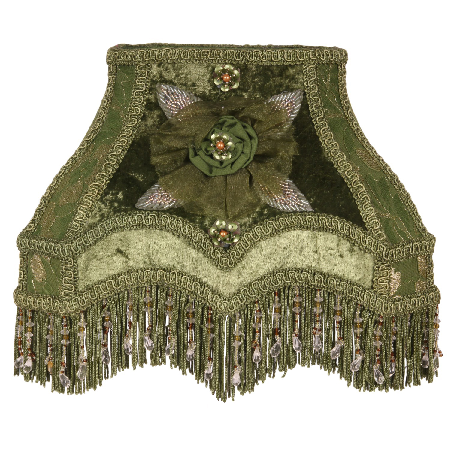 Lampenkap Victorian Rechthoek 22 cm - Groen - Stof