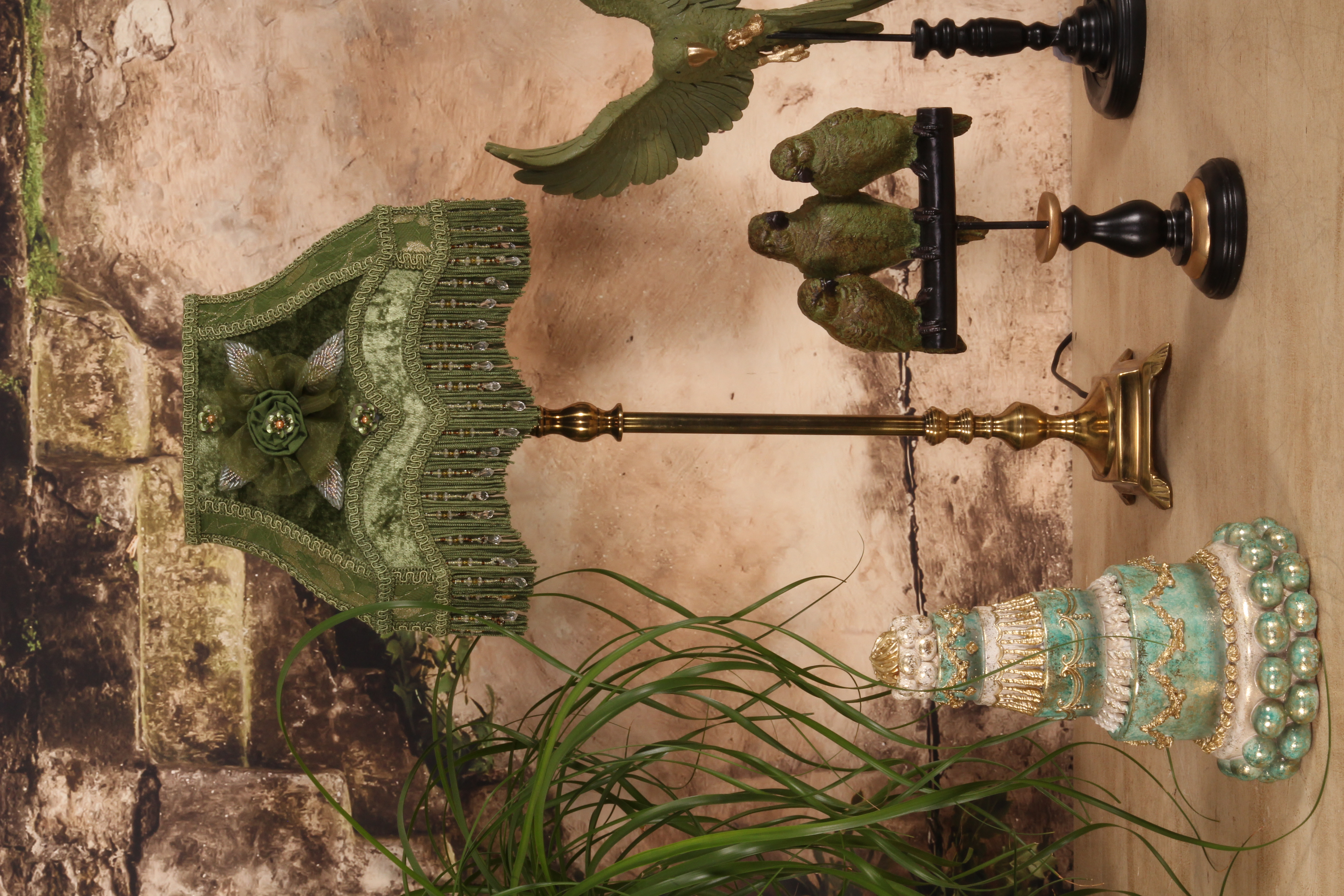 Lampenkap Victorian Rechthoek 22 cm - Groen - Stof